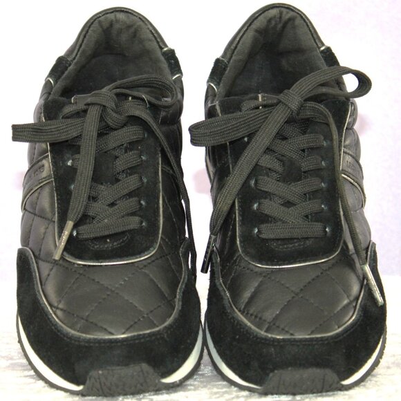Michael Kors Billie Quilted Mixed Media Sneakers – Black, Size 8 - Picture 1 of 7